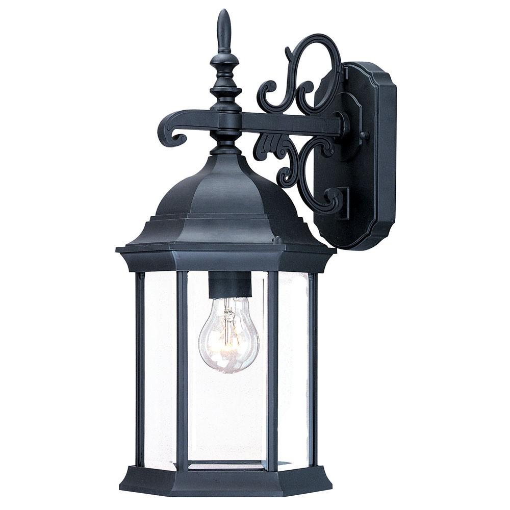 Narrow Matte Black Domed Hanging Glass Lantern Wall Light. Picture 1
