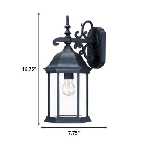 Narrow Matte Black Domed Hanging Glass Lantern Wall Light. Picture 5