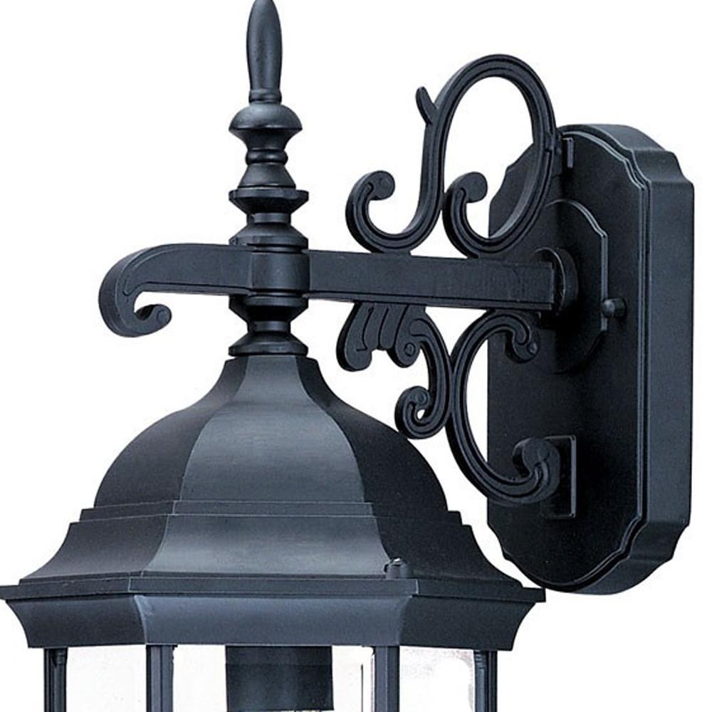 Narrow Matte Black Domed Hanging Glass Lantern Wall Light. Picture 3