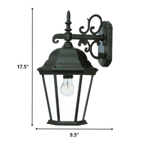 Matte Black Domed Glass Hanging Lantern Wall Light. Picture 5