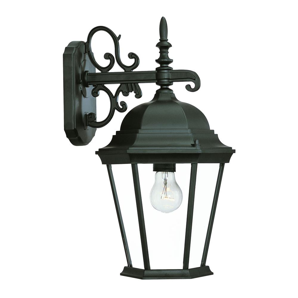 Matte Black Domed Glass Hanging Lantern Wall Light. Picture 2