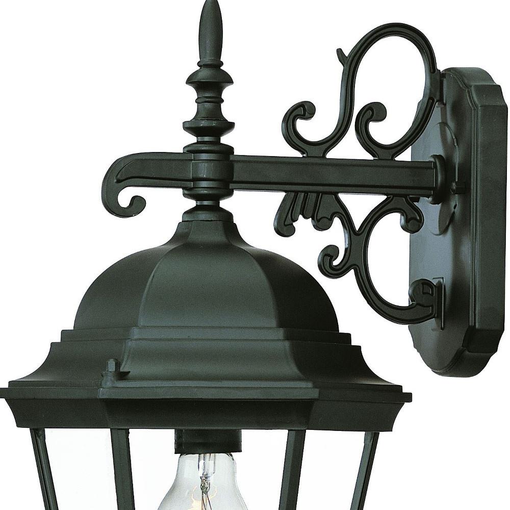 Matte Black Domed Glass Hanging Lantern Wall Light. Picture 3