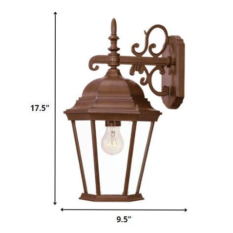 Brown Domed Hanging Lantern Wall Light. Picture 5