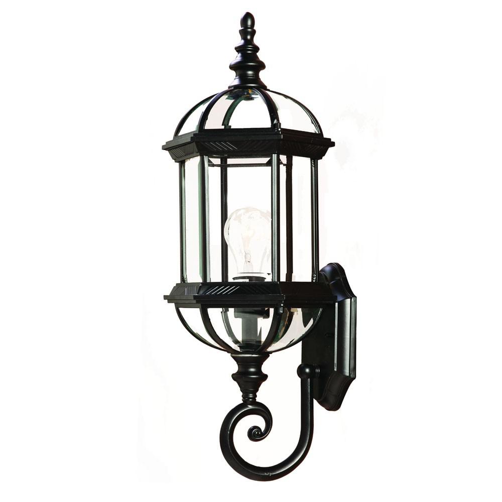 Matte Black Cylindrical Lantern Wall Light. Picture 1