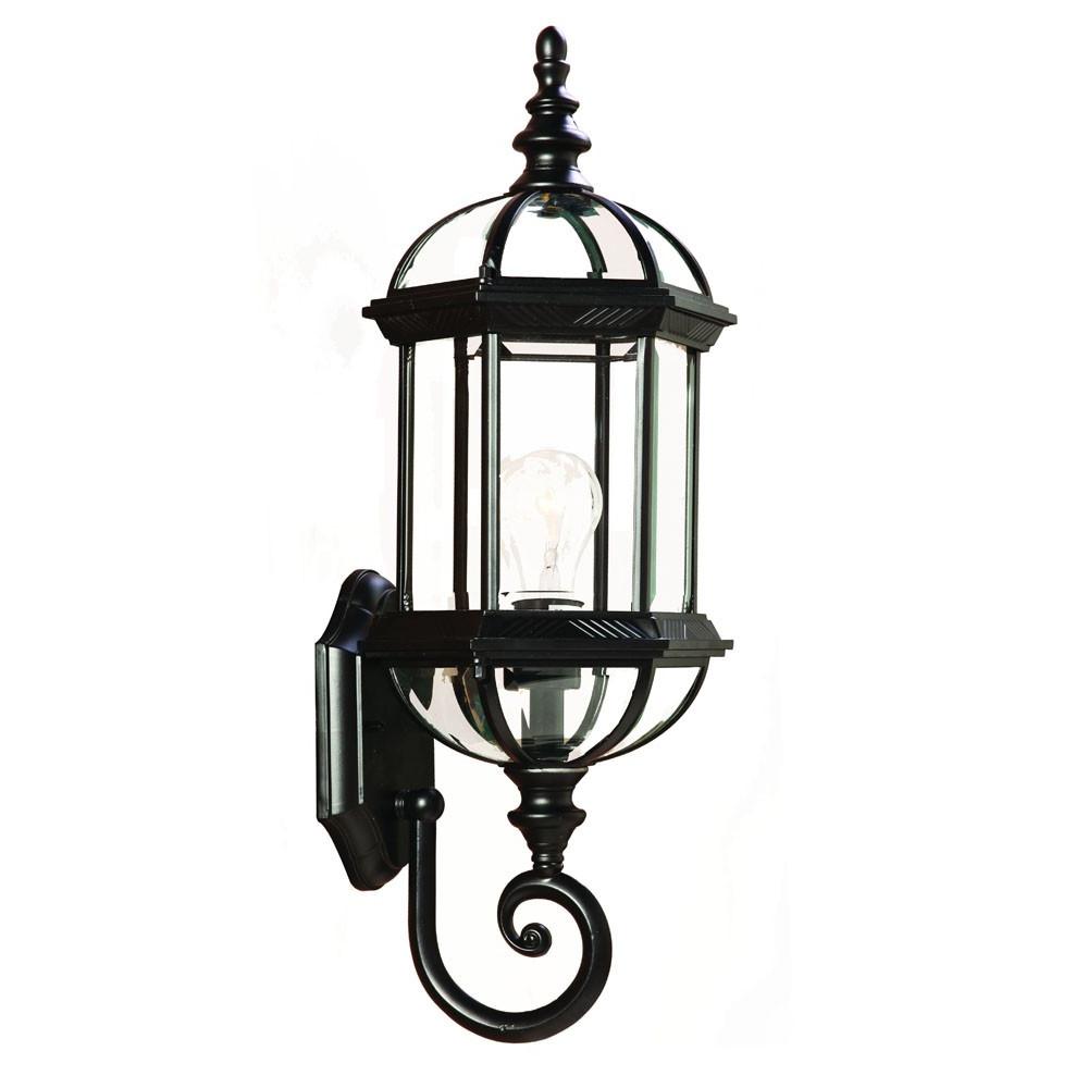 Matte Black Cylindrical Lantern Wall Light. Picture 2
