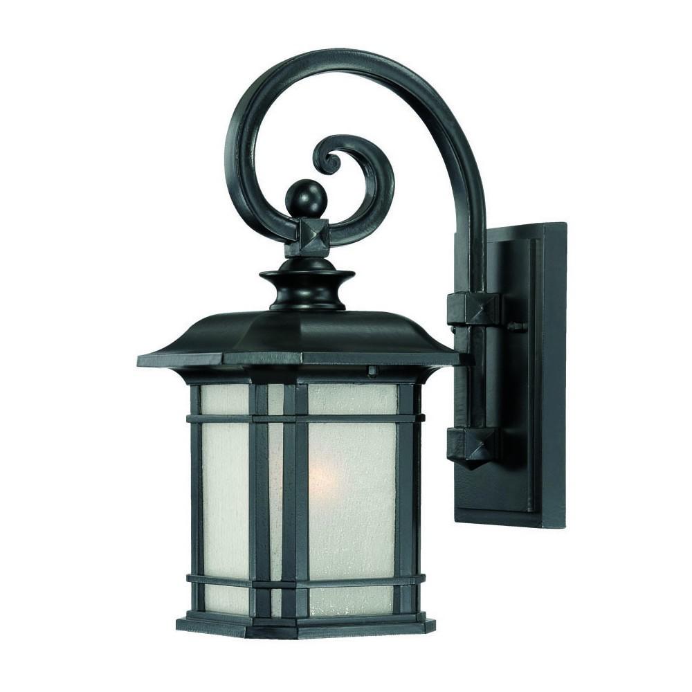 Matte Black Frosted Linen Glass Lantern Wall Light. Picture 1