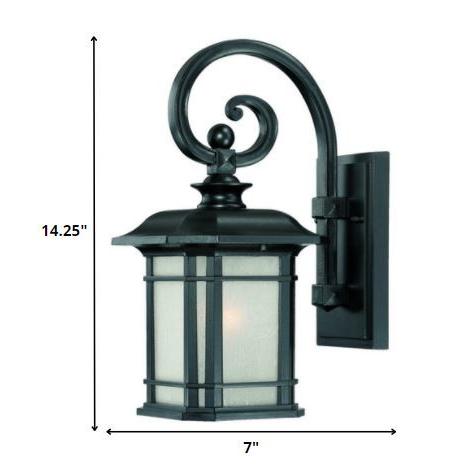 Matte Black Frosted Linen Glass Lantern Wall Light. Picture 5