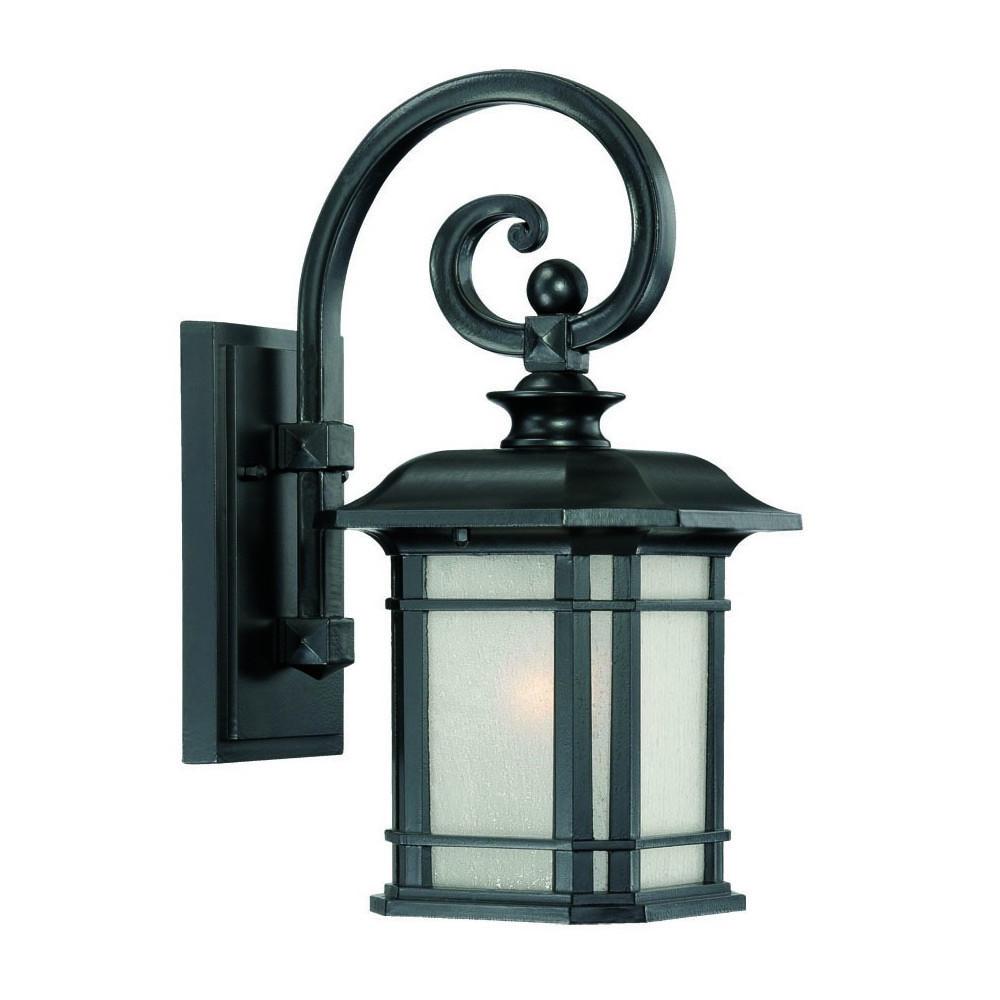 Matte Black Frosted Linen Glass Lantern Wall Light. Picture 2