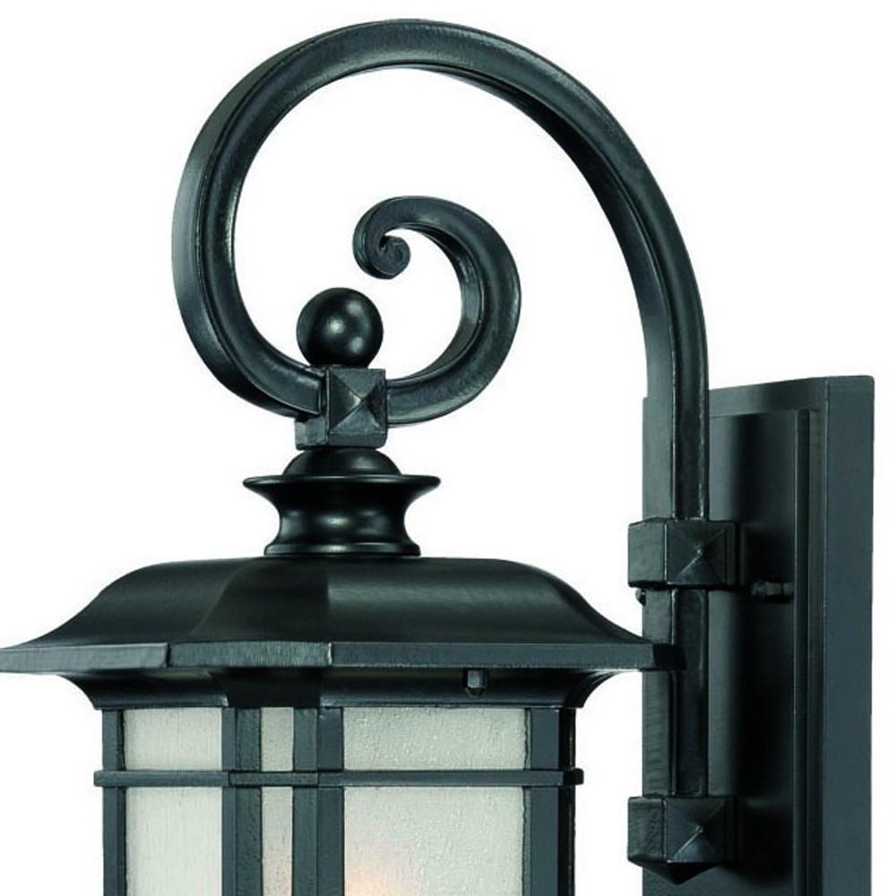 Matte Black Frosted Linen Glass Lantern Wall Light. Picture 3