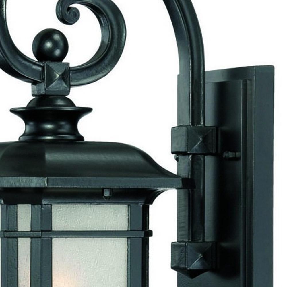 Matte Black Frosted Linen Glass Lantern Wall Light. Picture 4