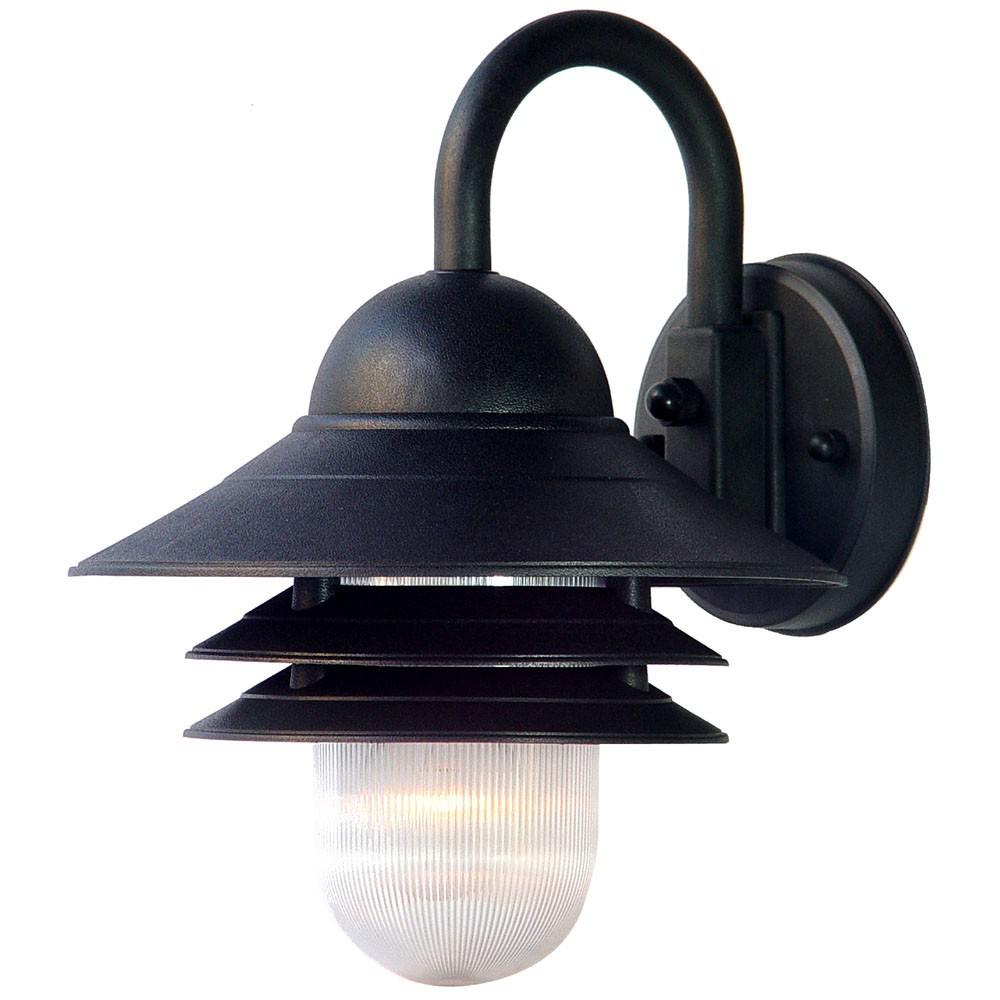 Matte Black Three Tier Lamp Shade Outdoor Wall Light. Picture 1