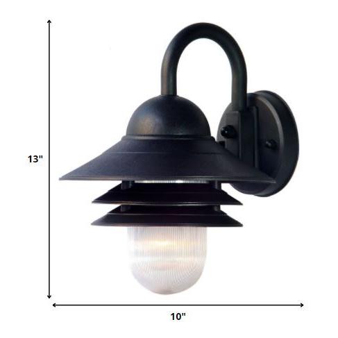 Matte Black Three Tier Lamp Shade Outdoor Wall Light. Picture 5