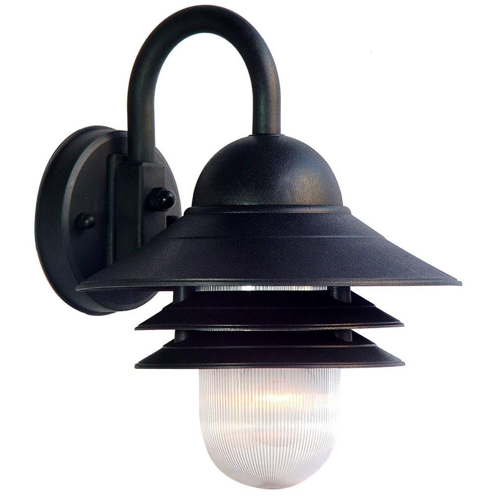 Matte Black Three Tier Lamp Shade Outdoor Wall Light. Picture 2