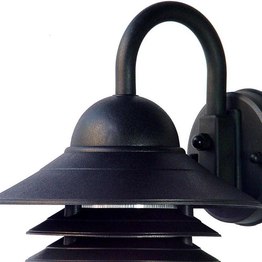 Matte Black Three Tier Lamp Shade Outdoor Wall Light. Picture 3