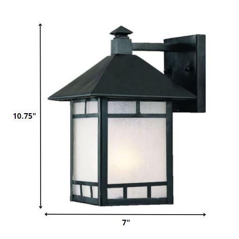 Petite Matte Black Frosted Glass Lantern Wall Light. Picture 5
