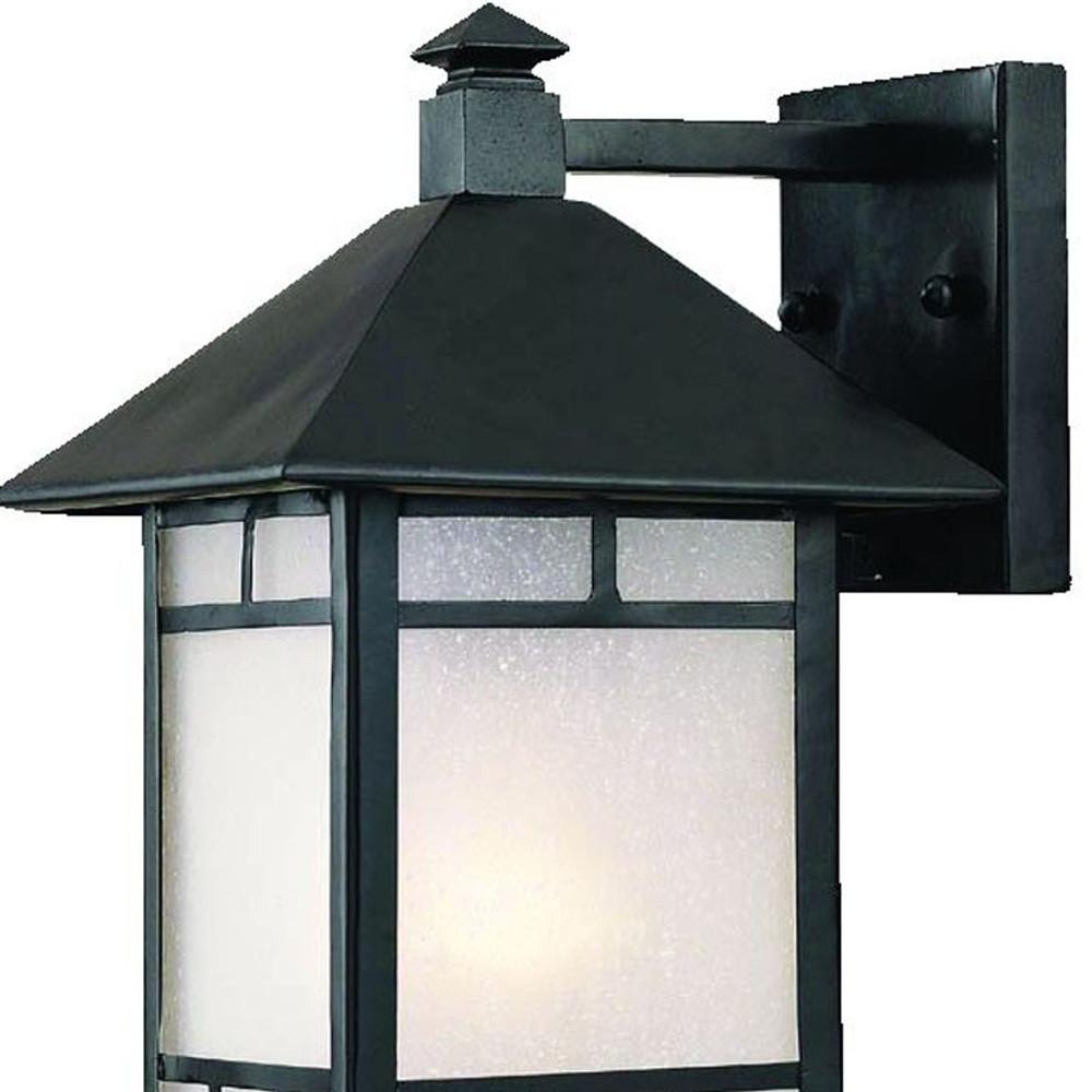 Petite Matte Black Frosted Glass Lantern Wall Light. Picture 3