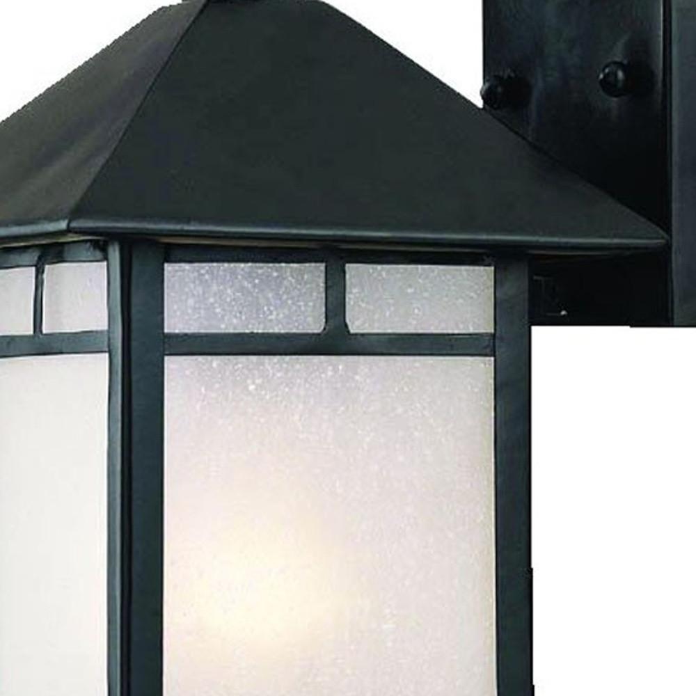 Petite Matte Black Frosted Glass Lantern Wall Light. Picture 4