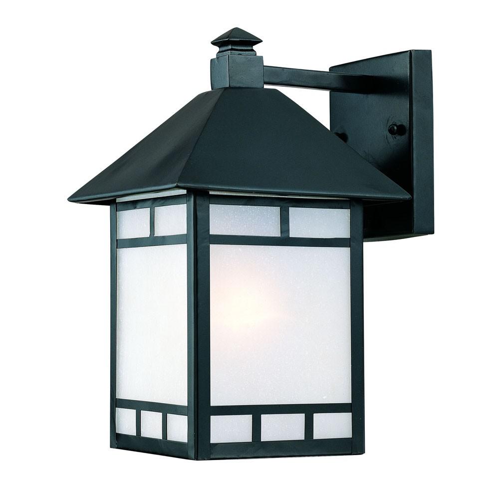 Matte Black Frosted Glass Lantern Wall Light. Picture 1