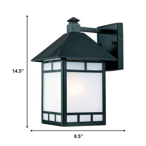 Matte Black Frosted Glass Lantern Wall Light. Picture 5