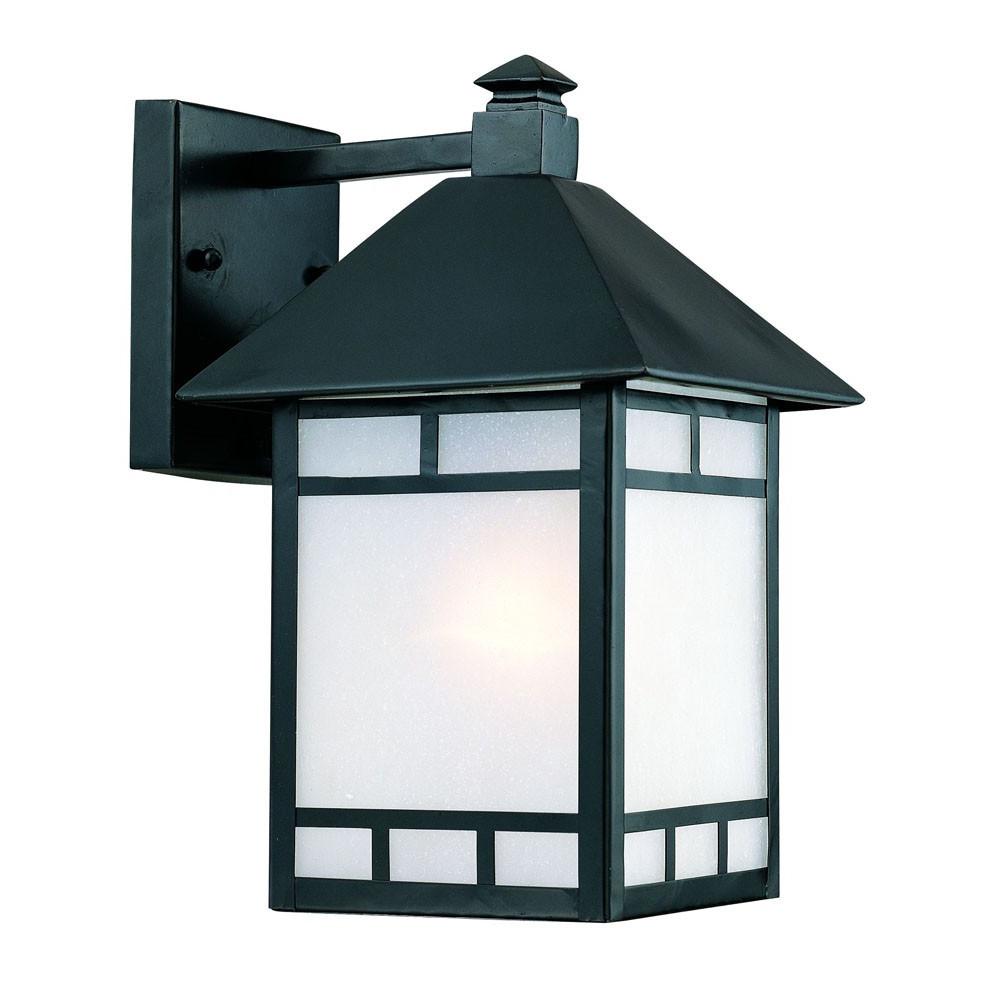 Matte Black Frosted Glass Lantern Wall Light. Picture 2