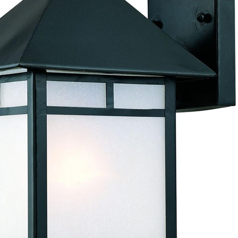 Matte Black Frosted Glass Lantern Wall Light. Picture 4