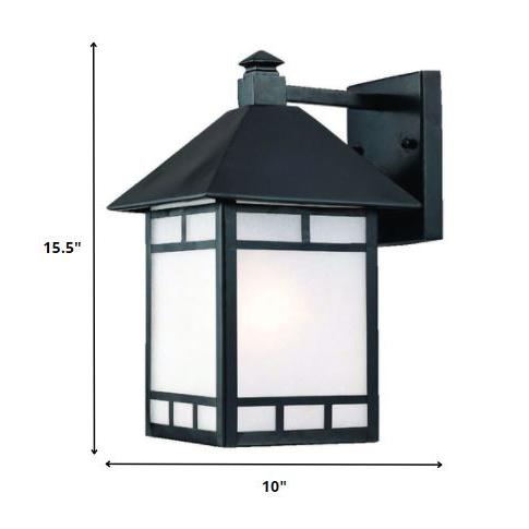 XL Matte Black Frosted Glass Lantern Wall Light. Picture 5