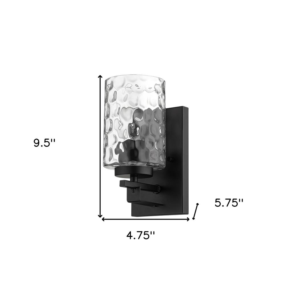 Black Metal and Pebbled Glass Wall Sconce. Picture 6