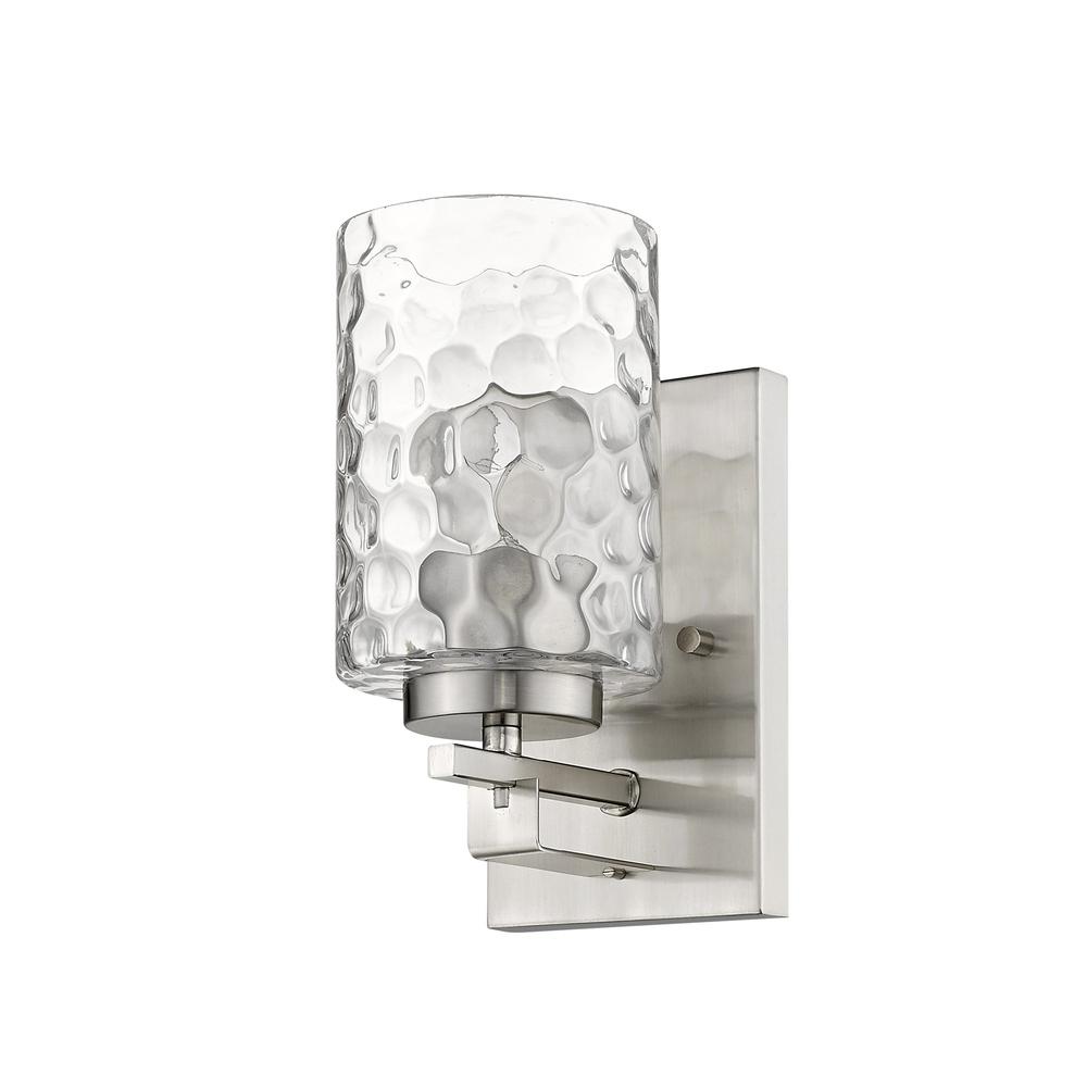 Silver Metal and Pebbled Glass Wall Sconce. Picture 1