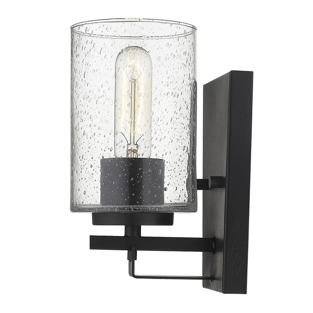 Black Metal and Textured Glass Wall Sconce. Picture 4