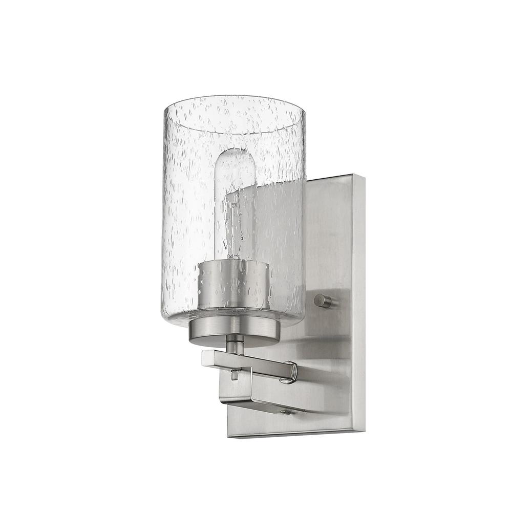Silver Metal and Textured Glass Wall Sconce. Picture 1