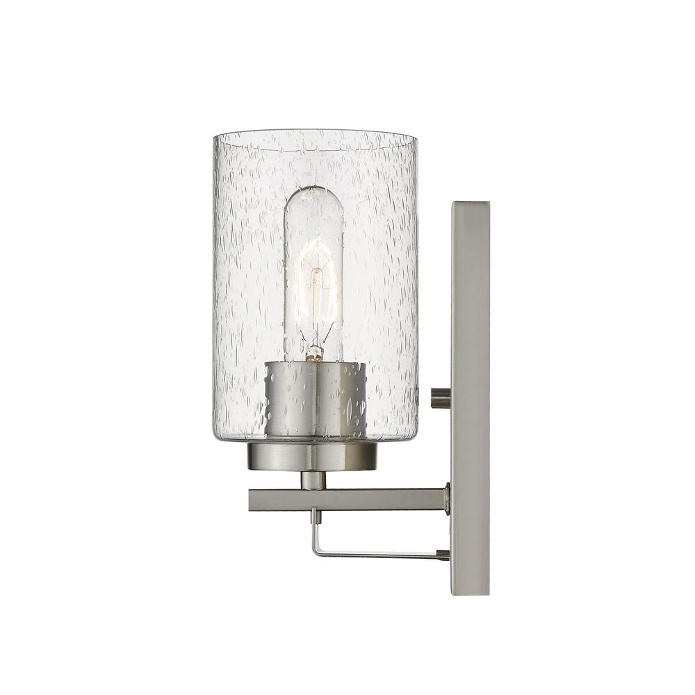 Silver Metal and Textured Glass Wall Sconce. Picture 5
