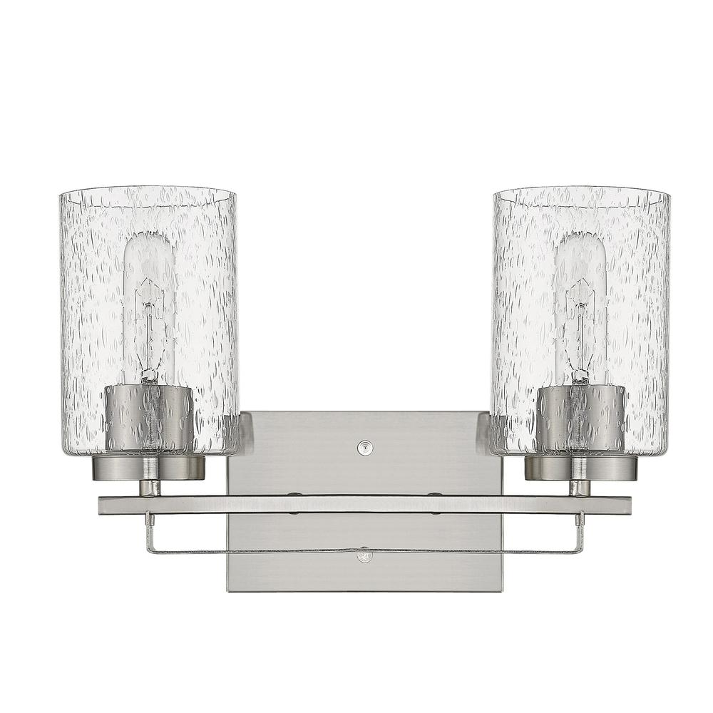 Silver Metal and Textured Glass Two Light Wall Sconce. Picture 4