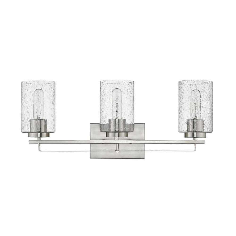 Silver Metal and Textured Glass Three Light Wall Sconce. Picture 4