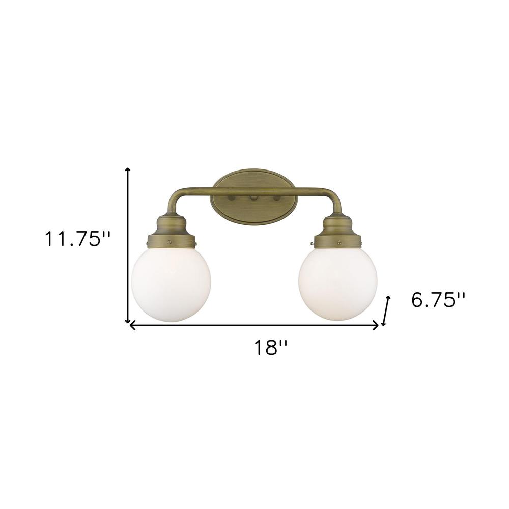 Two Light Gold Wall Sconce with Round Glass Shade. Picture 5