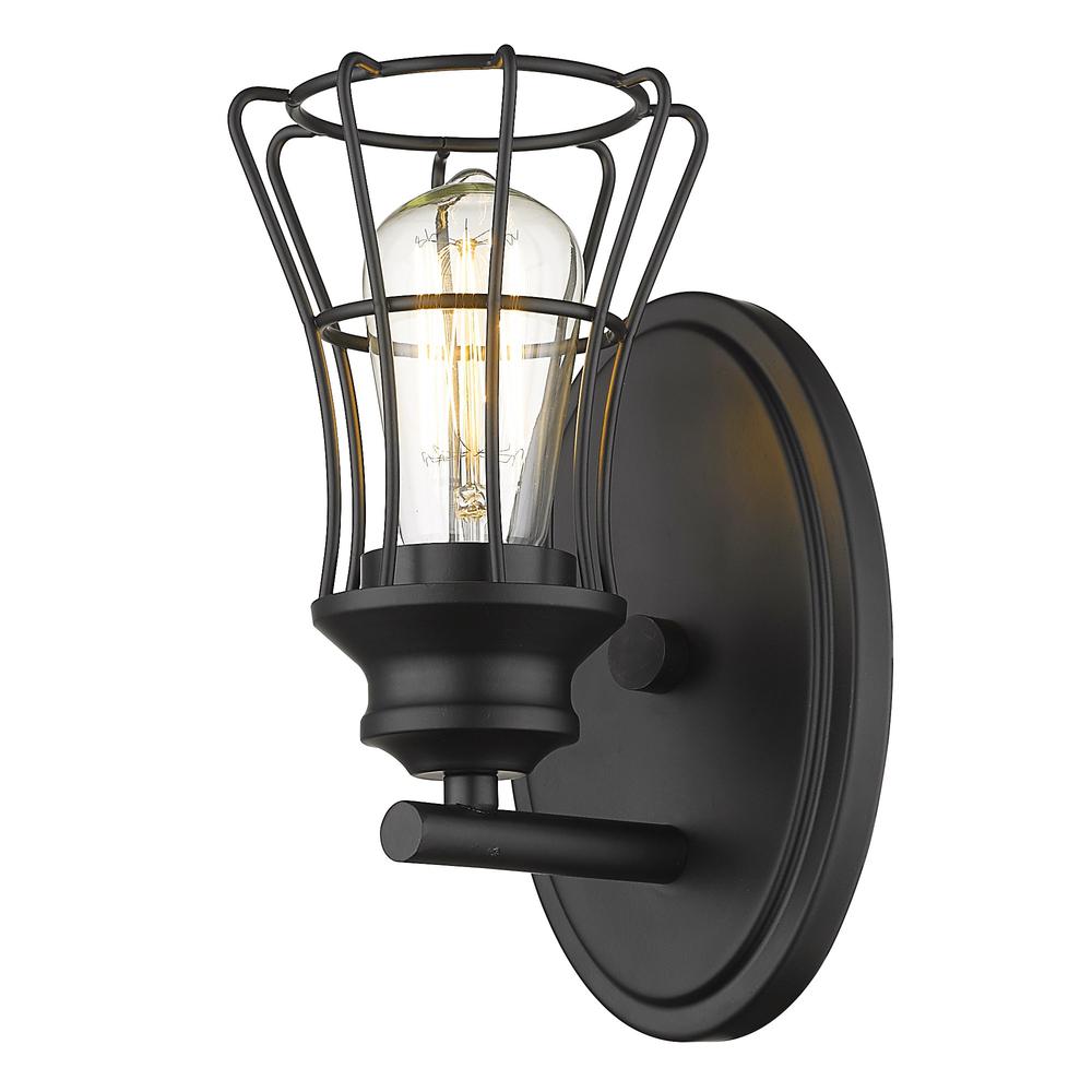 One Light Matte Black Cage Wall Sconce. Picture 2