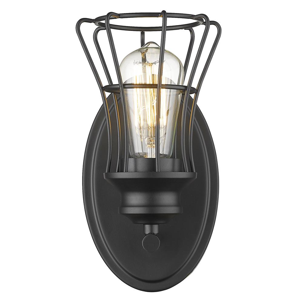 One Light Matte Black Cage Wall Sconce. Picture 4