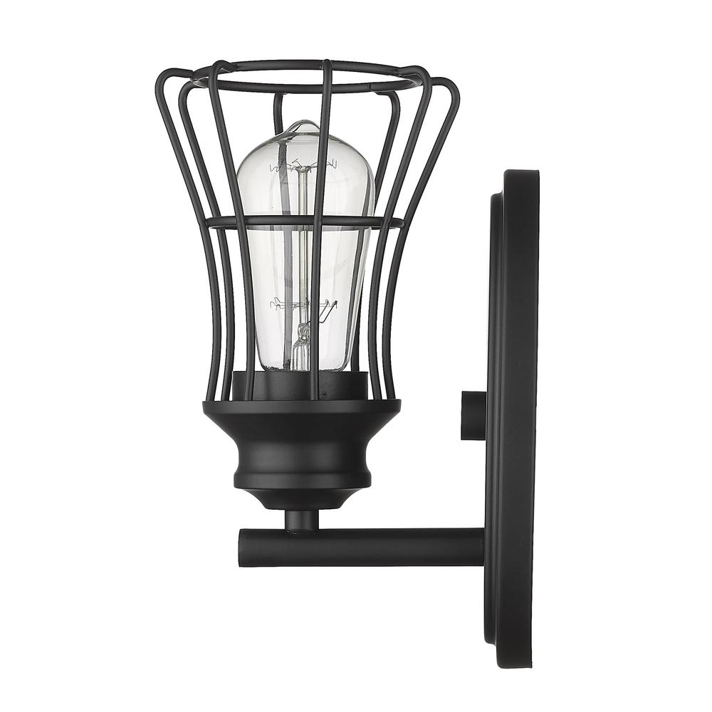 One Light Matte Black Cage Wall Sconce. Picture 5