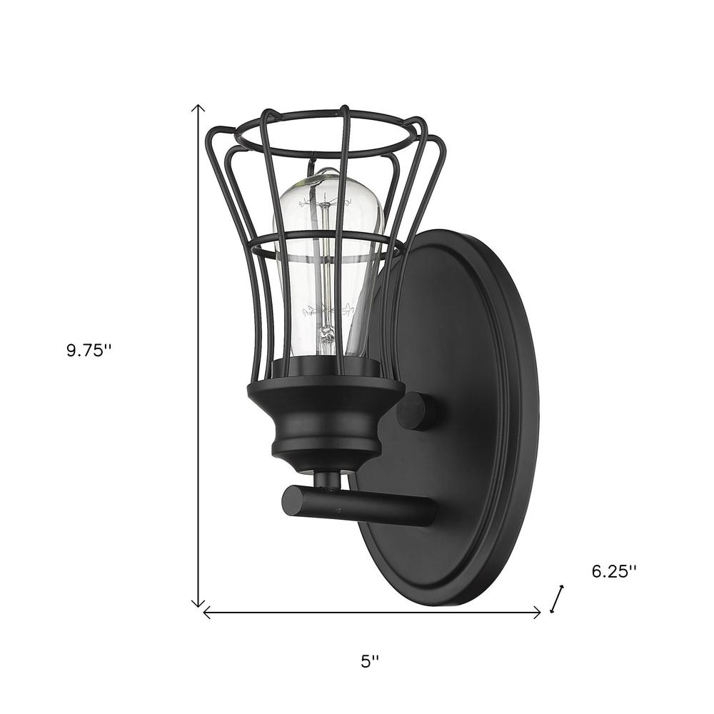 One Light Matte Black Cage Wall Sconce. Picture 6