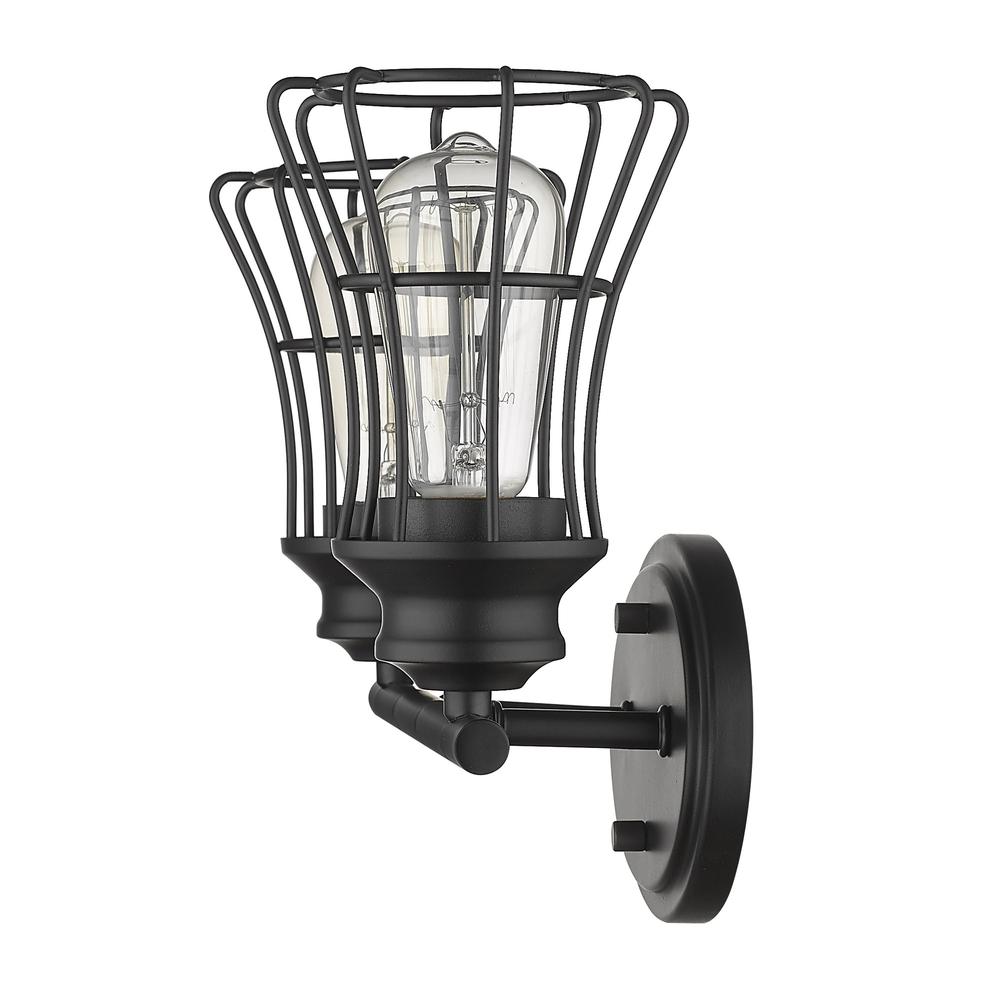 Two Light Matte Black Cage Wall Sconce. Picture 1