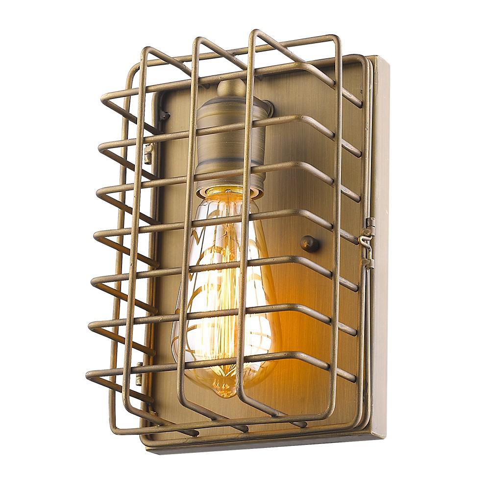 Light Gold Cage Wall Sconce. Picture 1