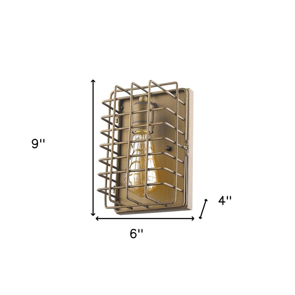 Light Gold Cage Wall Sconce. Picture 4