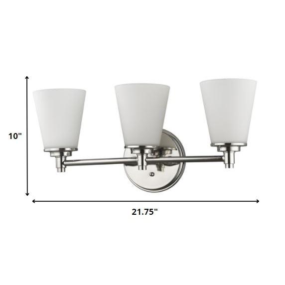 Three Light Silver Wall Light with Frosted Glass Shade. Picture 5