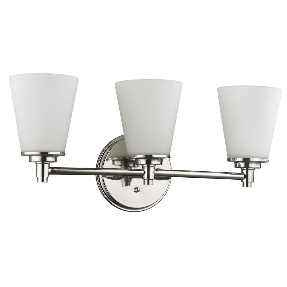 Three Light Silver Wall Light with Frosted Glass Shade. Picture 2