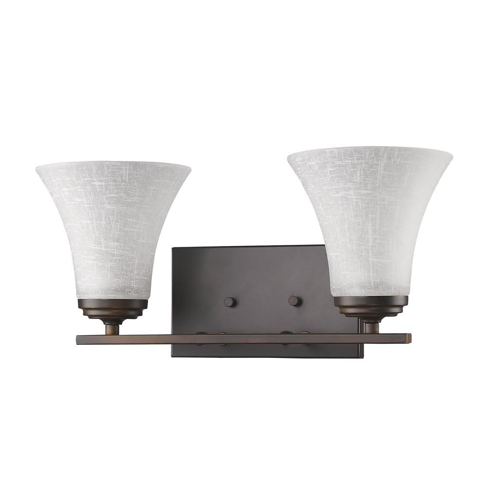 Two Light Bronze Wall Light with Tapered Glass Shade. Picture 1