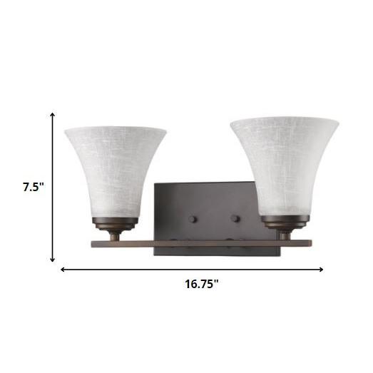 Two Light Bronze Wall Light with Tapered Glass Shade. Picture 5