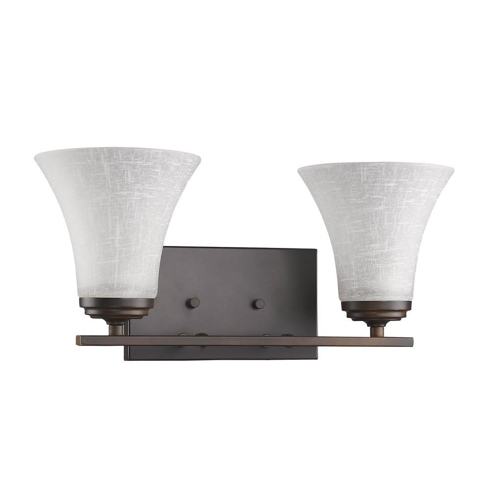 Two Light Bronze Wall Light with Tapered Glass Shade. Picture 2