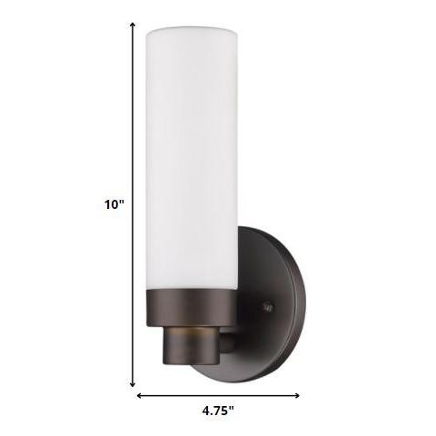 Bronze Wall Light with Narrow Frosted Glass Shade. Picture 5