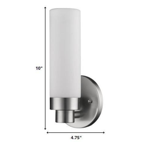Silver Wall Light with Narrow Frosted Glass Shade. Picture 4