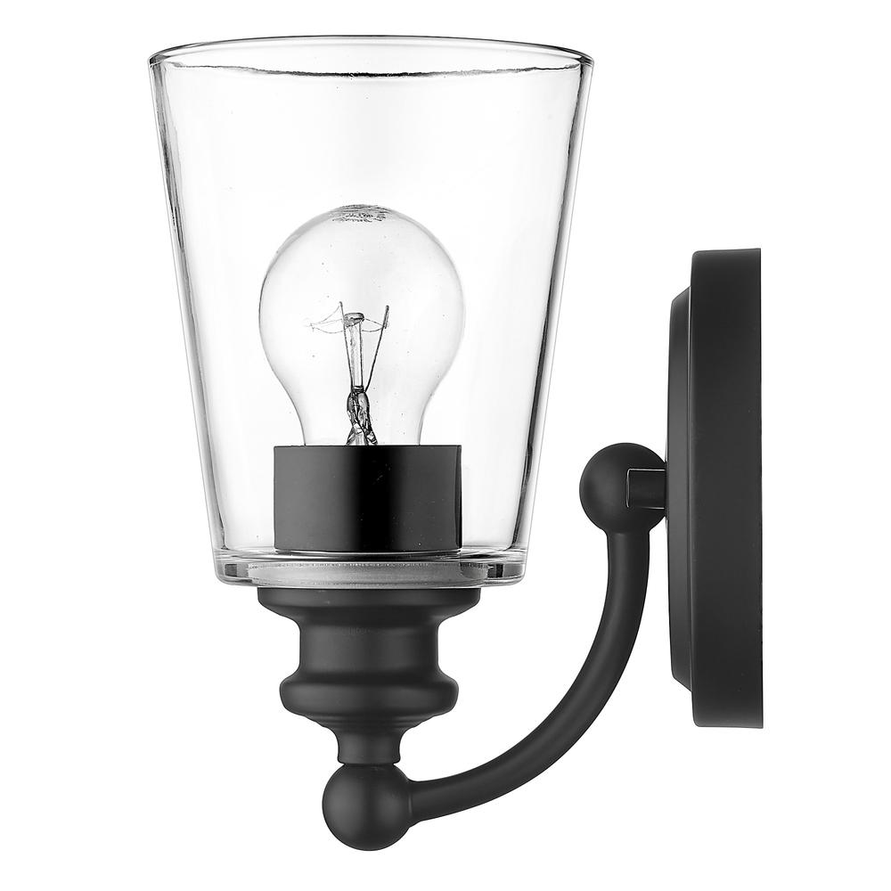 One Light Matte Black Glass Shade Wall Sconce. Picture 5