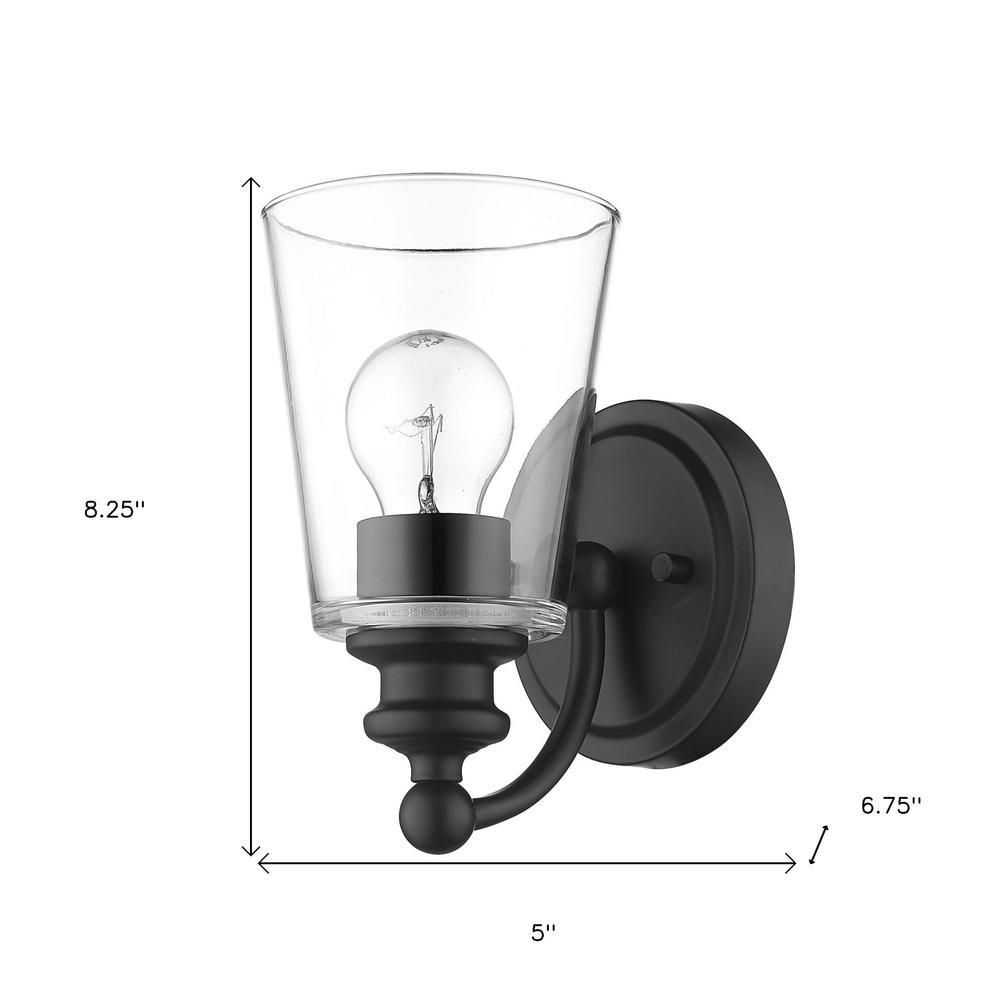 One Light Matte Black Glass Shade Wall Sconce. Picture 6